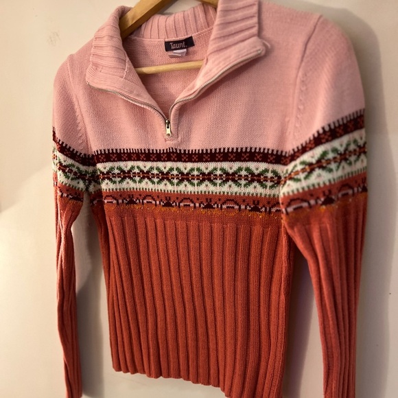 Taunt Quarter Zip Knit Vintage Sweater M - Picture 2 of 8